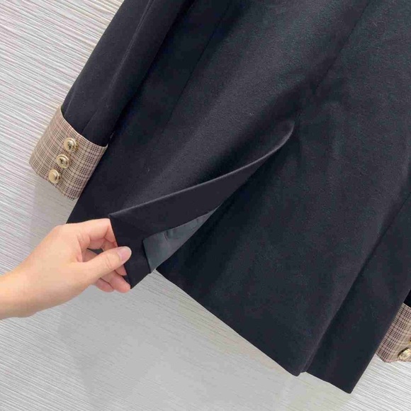 Miu Miu Black Blazer with Brown Plaid Cuffs - Picture 7 of 8